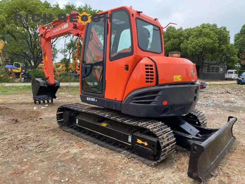 Rear engine area of 2025 Kubota KX185-3 used excavator, Richreach warranty available, $16,667
